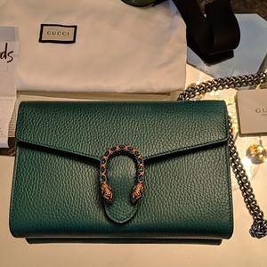 💯 Authentic Gucci Dionysus Leather Chain Clutch